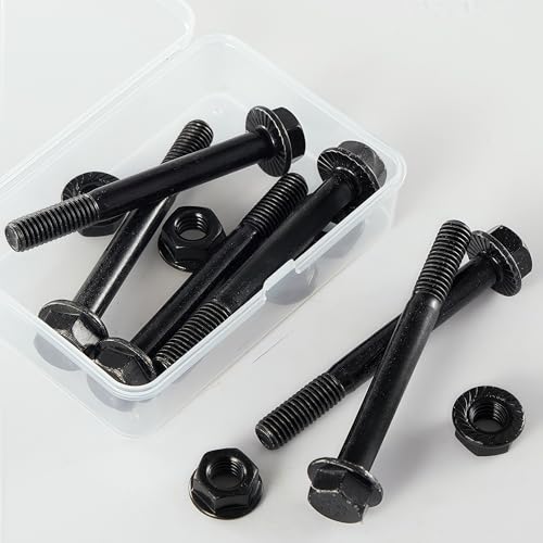 M8-1.25x65mm Flange Bolt and Nut Kit 6set- Grade 10.9 Alloy Steel, Black Zinc,Partially Thread, Serrated Self-Locking, Vibration Resistant for Automotive, Machinery & Heavy Duty - size: M8x65mm(6 Sets）