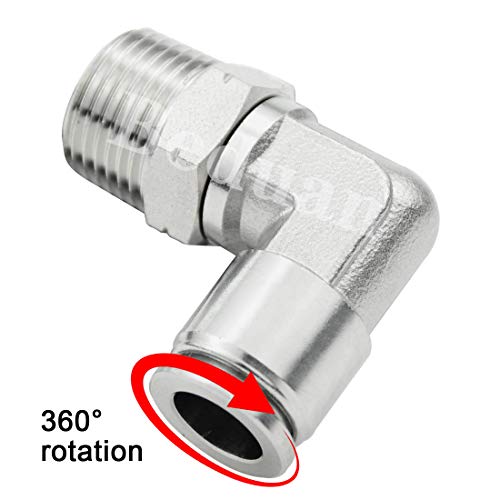 Beduan Push to Connect Fitting Elbow, 1/4" Tube OD x 1/8" NPT Male 90 Degree Elbow Adapter 304 Stainless Steel Air Union Fitting - size: 1/4"Tube OD-1/8"NPT, style: 1Pc