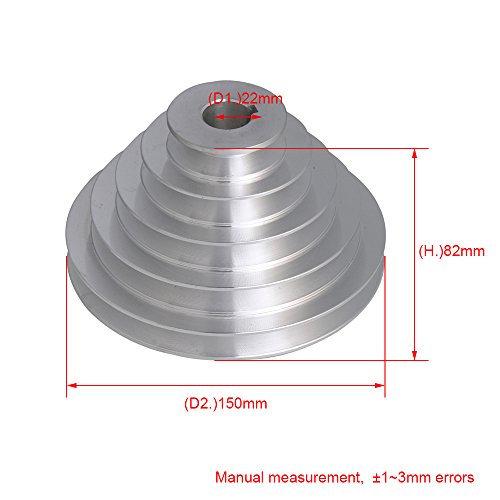Mxfans Aluminum 22mm Bore Outter Dia 54-150mm 5 Step A Type V-Belt Pagoda Pulley Belt
