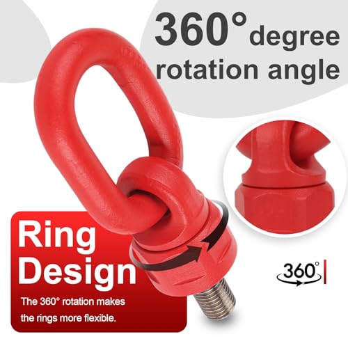 4pcs Eye Bolts M10x18 Load-Bearing 0.45Ton-0.9Ton Metric Thread Alloy Steel Material 360° Rotatable Eye Ring Alloy Steel Material Industrial-Grade Lifting Sling Tensile Strength >1080MPa - size: 4pcs M10x18