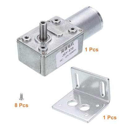 MECCANIXITY DC 12V High Torque Turbine Worm Geared Motor with 6mm Shaft 35RPM Geared Motor Gear Box Reduction Motor for Boat, Car, Fan, Home Appliance - style: 35 RPM