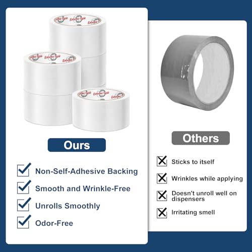 6 Rolls Transparent Packing Tape 2" x 60Yd with Dispenser Clear Tape - size: Clear, 6 Rolls - 2In x 60Yd