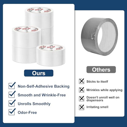 6 Rolls Transparent Packing Tape 2" x 60Yd with Dispenser Clear Tape - size: Clear, 6 Rolls - 2In x 60Yd