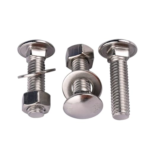10 Sets 1/4-20 x 1-1/2" Carriage Bolts Screws Round Head Square Neck and Hex Nuts, Flat Washers 304 Stainless Steel 18-8 Full Thread, Silver - color: Silver, size: 1/4-20 x 1-1/2" (10 Sets)