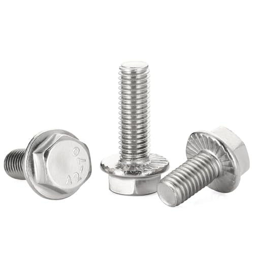1/4-20 x 1/2" Flange Hex Head Bolts, Stainless Steel 304, Fully Threaded, 25 PCS - color: Silver, size: 1/4-20 x 1/2"
