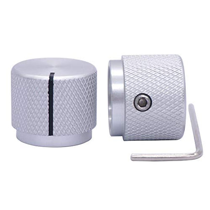 Taiss 2pcs Silver Aluminum Rotary Electronic Control Potentiometer Knob for 6mm Shaft, Volume/Audio/Switch Knob, 20mm x 17mm - color: Silver