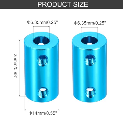 MECCANIXITY Rigid Screw Coupling 6.35mm to 6.35mm Shaft Coupler Connector L25mm x D14mm Aluminum Alloy Joint Connector Set for 3D Printers DIY Encoder with 20 Screws, Blue, 5Pack - color: Blue, size: 6.35mm to 6.35mm