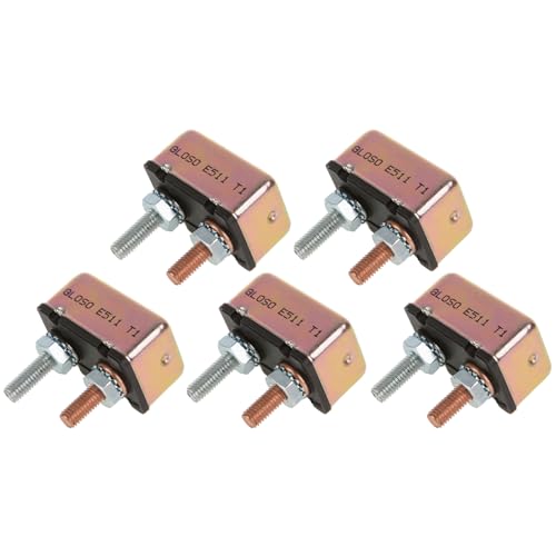 GLOSO Circuit Breakers Stud Bolt Type for Truck Bus RV Automotive Motorcycle No Bracket Metal Cover Auto Reset (T1) - 5 Pack (20A) E511 - color: 5 Pack, size: 20A