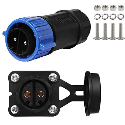 50 Amp Industrial Connector, 8AWG 2 Pin Waterproof IP67 Plug & Receptacle for Solar Array Charging RV Camper Trolling Motor (Blue) - style: Blue