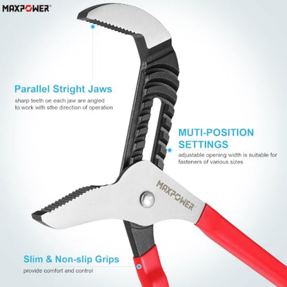 MAXPOWER 16-inch Groove Joint Pliers, 3.34-inch Jaw Opening - size: 16"
