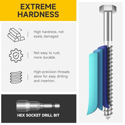 (20Sets) 1/4" x 3" Hex Head Lag Bolts, Heavy Duty Lag Screws with Washers, 304 Stainless Steel Bolts 18-8, Lag Screws Wood Screws, Partial Thread Bright Finish, 1/4 Bolt by Mywish - size: 1/4 x 3" (20 set)