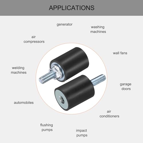 uxcell 6pcs M6x18mm Rubber Isolator Mounts with Studs 20x25mm - size: VD-D20*H25, M6*18