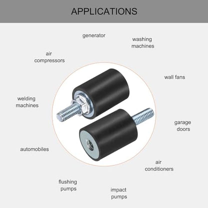 uxcell 6pcs M6x18mm Rubber Isolator Mounts with Studs 20x25mm - size: VD-D20*H25, M6*18