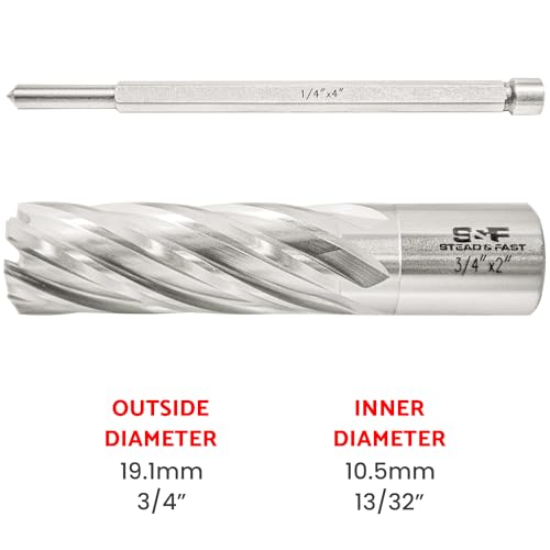 S&F STEAD & FAST Annular Cutter with Pilot Pin, 3/4" x 2", Mag Drill Bit - size: 3/4" x 2"