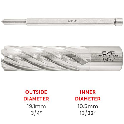 S&F STEAD & FAST Annular Cutter with Pilot Pin, 3/4" x 2", Mag Drill Bit - size: 3/4" x 2"