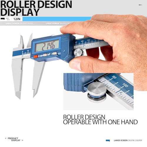 Dasqua 12" IP54 Digital Caliper, Stainless Steel Water-Resistant Precision Measuring Tool with Large LCD, Inch/Metric/Fraction Switch, Resolution 0.0005"/0.01mm/1/128, Accuracy ±0.001"/0.02mm - size: IP54 12"