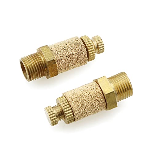 E-outstanding 5Pcs Solenoid valve copper muffler Pneumatic Muffler Silencer Adjustable 1/4 inch Threaded Air Filter Flow Speed Controller Muffler Fitting