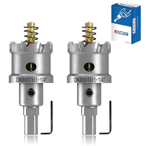 TCT Hole Saw Set, 2-Pack of 1-1/4" (32mm) Heavy Duty Tungsten Carbide Tipped Hole Cutters for Stainless Steel Mild Steel Copper Iron Brass Plastic and More, with Titanium-Plated Pilot Drill Bits - size: 1-1/4"(32mm)
