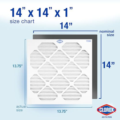 Clorox 14x14x1 Air Filter, MERV 8 Pleated HVAC AC Furnace Air Filters for Lint, Dust and Pollen, MPR 600 & FPR 5 – Pack of 4 - style: MERV 8 Standard