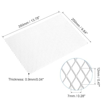 PATIKIL 9.8" L x 13" W Universal Car Grill Mesh, 7x12mm Diamond Hole Aluminum Mesh Expanded Perforated Metal Sheet for Ventilation Filtration Dryer Vent Guard Screen, Silver Tone - size: 9.8" x 13"