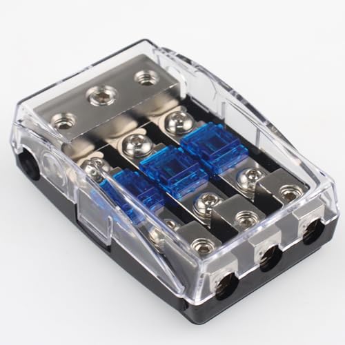 ZOOKOTO 3 Way Zinc Alloy AFS Distribution Block with 60A Mini ANL Fuse for Car Audio Fuse Holder (1X0GA+2X4GA IN,3X4/8GA OUT) - size: 3 Way 60A