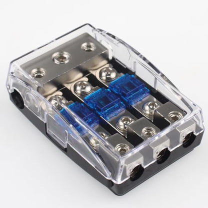 ZOOKOTO 3 Way Zinc Alloy AFS Distribution Block with 60A Mini ANL Fuse for Car Audio Fuse Holder (1X0GA+2X4GA IN,3X4/8GA OUT) - size: 3 Way 60A