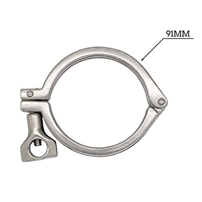 Tri Clamp 3" Stainless Steel 304 Heavy Duty Sanitary Clamp Single Pin with Silicone Gasket - size: 3 inch