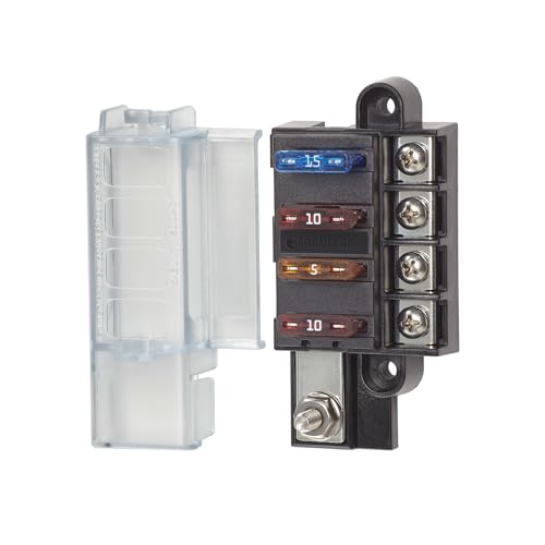 Blue Sea Systems ST Blade Fuse Block Compact 4 Circuit With Cover, 100 Amps, 5045 - color: With cover, style: 4 Circuit