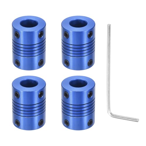 Flexible Shaft Coupling(6mm|10mm): 4 Pcs Blue Aluminum Alloy - color: Blue, size: 6mm x 10mm (19mm OD, 25mm L)
