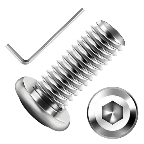 Mywish M10 x 20mm 30Pcs Silver Flat Head Hex Socket Cap Screws Bolts, 304 Stainless Steel Furniture Bolts Full Thread & Hex Spanner - color: Silver-M10, size: 20mm