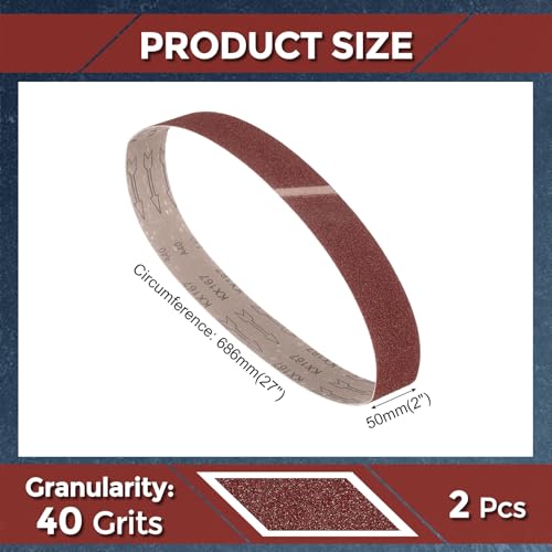 2 Pcs Sanding Belts 2 x 27 Inch 40 Grit Aluminum Oxide Abrasive Sandpaper for Belt Sander Metal Grinding Wood Working Weld Rust Removal - size: 2 x 27 Inch(40 Grits)