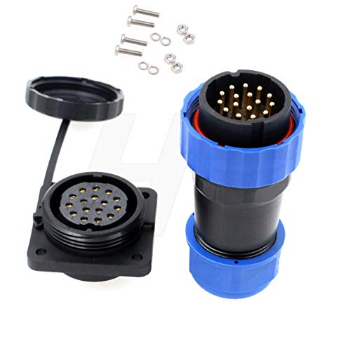 HangTon HE29 16 Pin Power Plastic Connector Waterproof IP68 Circular Threaded Male Female Plug Panel Socket 4-Screw (16 pin 10A 380V) - size: 16 pin 10A 380V