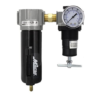 Milton 1108 1/2" Filter and Regulator Duo, Black & 1163 Piggyback and Regulator Mounting Bracket