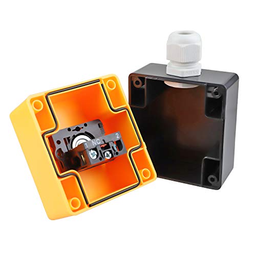 1NC 22mm Red Mushroom Emergency Stop Push Button Switch Key Reset AC 660V 10A Switch Station Box