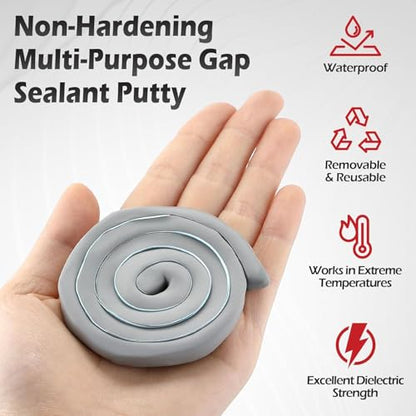 Moldable Silicone Putty Plumbers Duct Sealant Seal Clay, Grey, 1 Pack - color: Grey