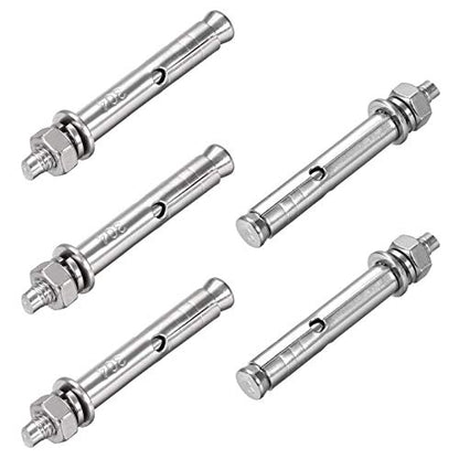5 Pcs M6 x 70mm 304 Stainless Steel Expansion Bolt External Hex Expansion Screw Bolt Sleeve Anchor，Pool-Safety-Cover Expansion Bolts，for Concrete - size: M6x70mm
