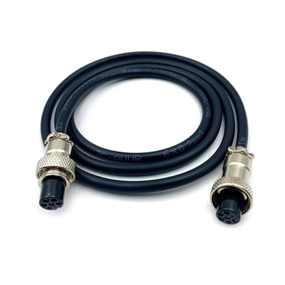 3.28 ft GX12 6 Pin Double Female Cable, GX12 6Pins Double Female Head Aviation Cordset Electrical Connector Panel Mount Circular Metal Adapter Cordset for Ships 5A 125V 24AWG (1meter) - size: GX12 6Pin