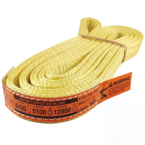 DD Sling 1" x 14' Nylon Endless Lifting Sling – USA Made, 6,400 lb Vertical, 5,100 lb Choker, 12,800 lb Basket – 2 Ply Heavy Duty 900 Webbing, Type 5 Endless Rigging Sling - size: 1"x14'