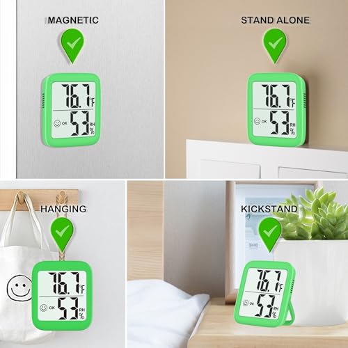 Antonki 2 Pack Room Thermometer Indoor Hygrometer - color: 2 Pcs* Natural Green