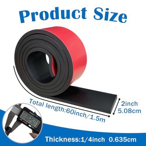 1/4" Thick x 2" W x 60" L Solid Rubber Strip Roll with Adhesive Backing