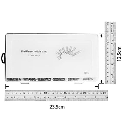 225Pcs Small Compression Spring Assortment, 15 Different Sizes, Wire Diameter 0.6mm 0.8mm 1mm, Outer Diameter 8mm 9mm 9.5mm, Length 10mm 20mm 50mm for Repair Replacement - size: B KIT
