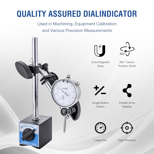 KATSU Tools Dial Indicator with Magnetic Base 0-1.0" Tester Gauge 0.001" Precision, Fine Adjustment, Professional Measuring Toolkit in Storage Case 401112
