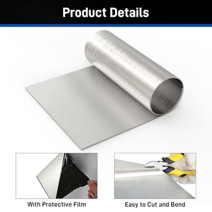 430 Stainless Steel Sheet Metal 96 x 24 Inches 24GA Metal Sheet Panel #4 Brushed Finish with Protective Film for Wall, Food Truck, Restaurant, Kitchen, Floor, Trailer, Garage, Crafting - size: 96 x 24 Inch