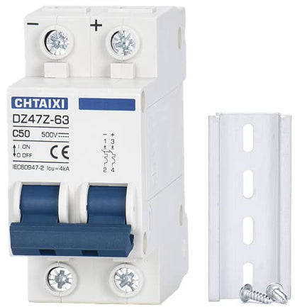 DC Miniature Circuit Breaker, 2 Pole 500V 50 Amp - size: 50A