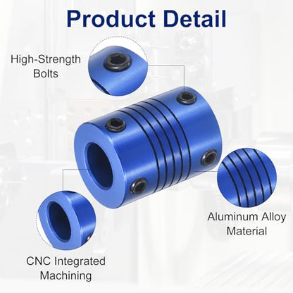 Flexible Shaft Coupling(7mm|10mm): 4 Pcs Blue Aluminum Alloy - color: Blue, size: 7mm x 10mm (19mm OD, 25mm L)