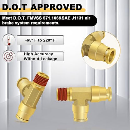 Siptenk 3/8" OD Tube x 1/4" Side NPT Thread Tee Brass Air Line Fittings - color: 3/8" OD & 1/4" Side NPT Tee