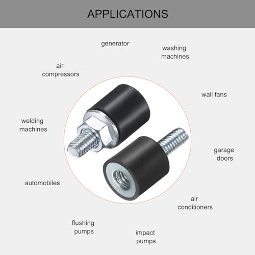 uxcell 6pcs M4x10mm Rubber Isolator Mounts with Studs 10x10mm - size: VD-D10*H10, M4*10