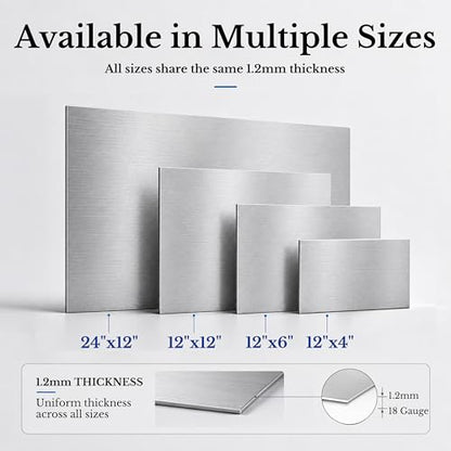 2 Pack 430 Magnetic Stainless Steel Sheets, 18 Gauge 24"x12" Brushed Metal - size: 24″× 12″