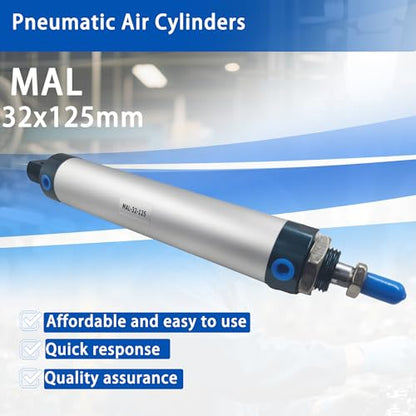 CG WEITENG Pneumatic Mini Pneumatic Cylinder MAL Single Rod Aluminum Double Acting Pneumatic Cylinder 32mm Bore 125mm Stroke(MAL32x125) - color: MAL-32 mm, size: 125 mm