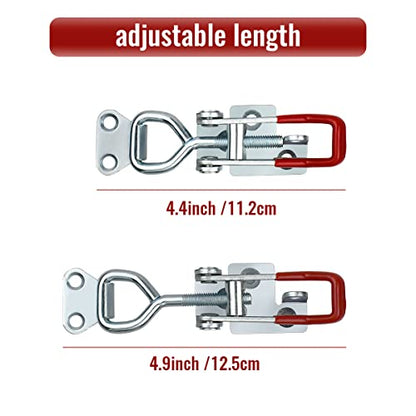 2 PCS Heavy Duty Toggle Clamp Latch 4002 Adjustable Latch Hardware, 551Lbs Holding Capacity, Quick Release Pull Latch Clamp for Box Case Trunk, Industrial EquiIpment, Smoker Door and More (4.9inch) - color: 4.9inch